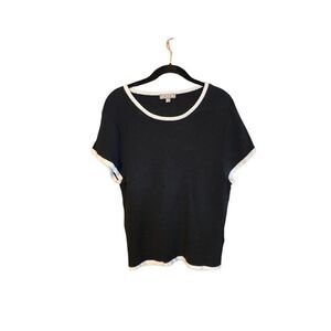 J. Crew women’s black and white knit short sleeve sweater top S/XXL ￼￼